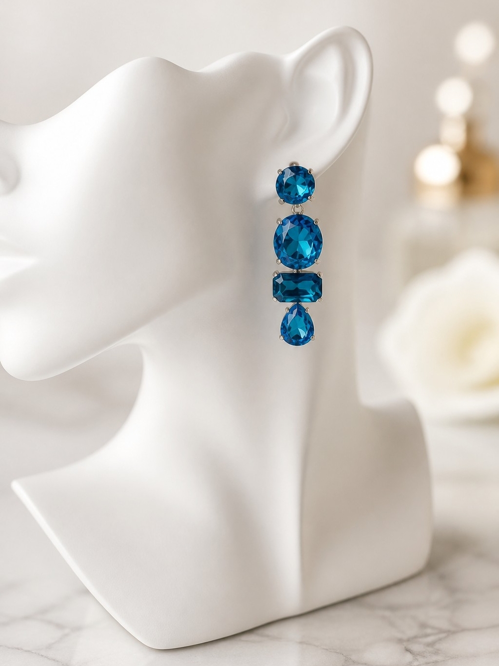 Blue Drop Statement Earrings